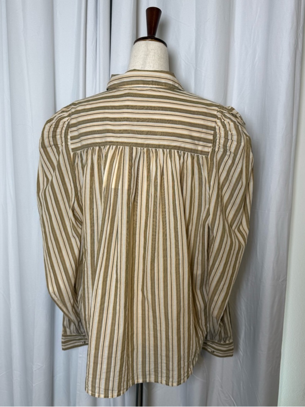 Ulla Johnson Dari Blouse Sand Stripe Puff Sleeve 100% Cotton Womens 12 NWT - Picture 4 of 15
